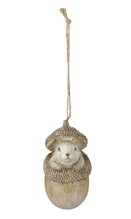 Eichel mit Eichhörnchen creme-braun